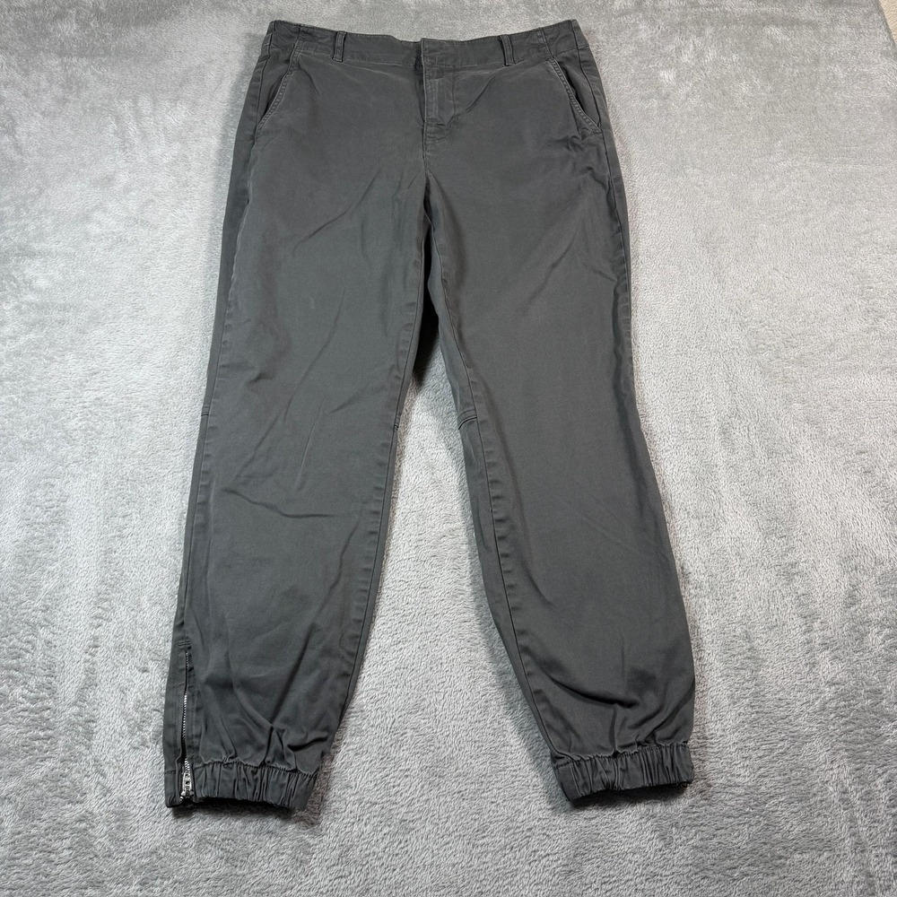 Outerknown Avalon Jogger Pants Womens 8 Gray Organic Cotton Twill Ankle Zip Cuff
